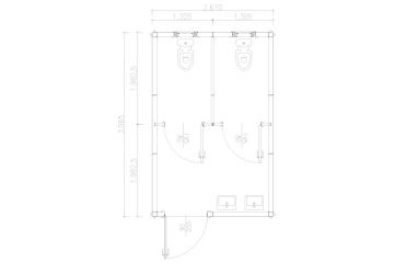 2 Toilet Modular WC | 10 m² Modular Toilet